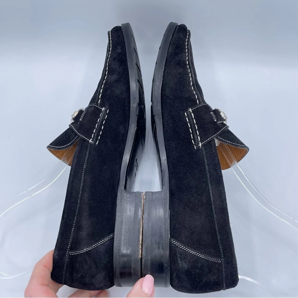 Santoni Hamlin Silver-Tone Bit Suede Loafers